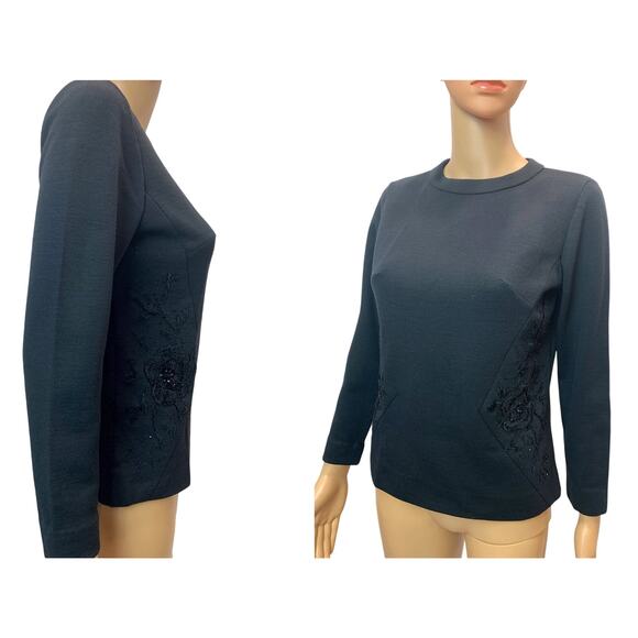 Vintage 60s Black Sweater | Mod PIN UP Bombshell Back Zip | Rockabilly | XS/S - Picture 2 of 10